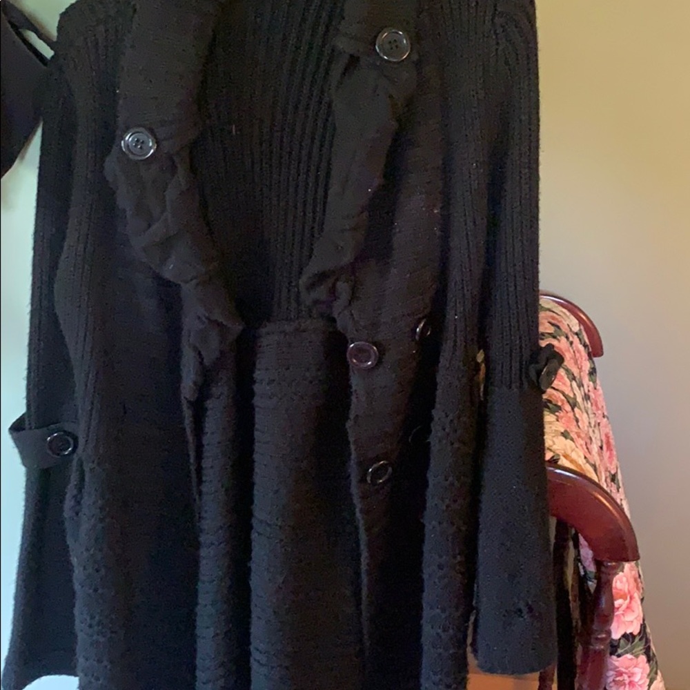 Double Notched Black Sweater